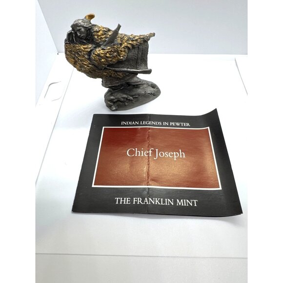 Franklin Mint Chief Joseph Pewter Sculpture by Jim Ponter 1982 Box Booklet Vinta - Picture 6 of 16